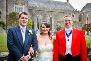 Dorset professional wedding toastmaster with very happy bride and groom
